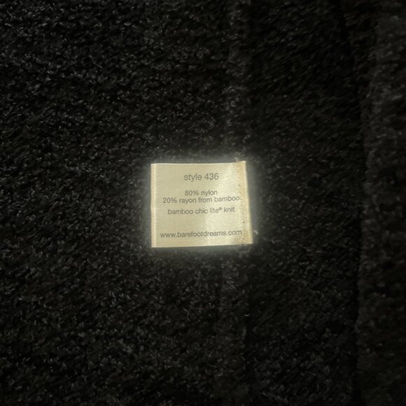 Barefoot Dreams Bamboo Chic Black Cardigan Waterfall Open Front Pockets L/XL - Picture 6 of 7